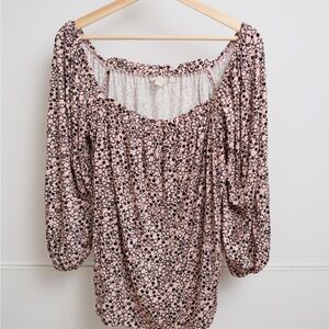 Women’s Pink Floral Off-Shoulder Blouse